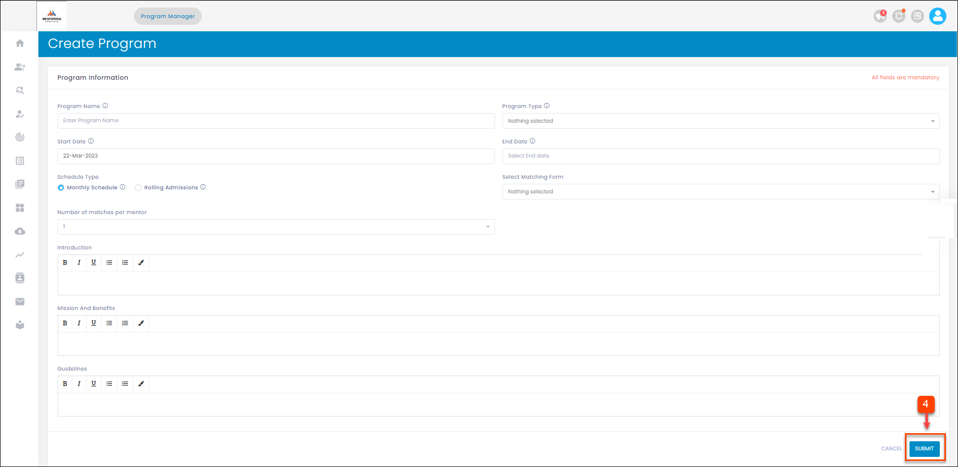 Create Program - Mentoring Complete